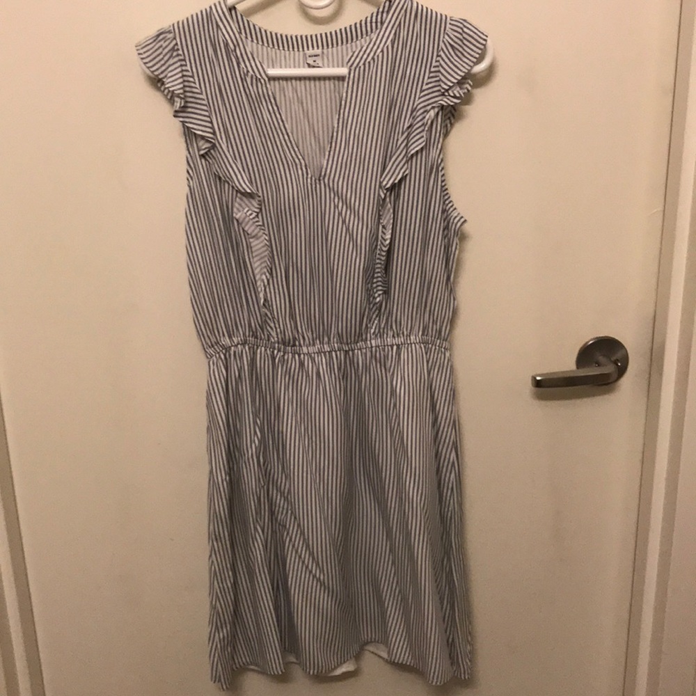 Old Navy blue + white striped dress